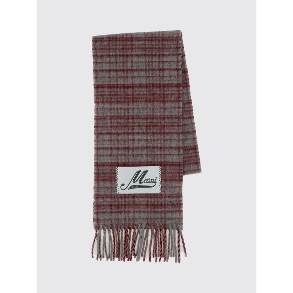 Marni Check-Pattern Virgin Wool And Alpaca-Blend Scarf With Logo Patch